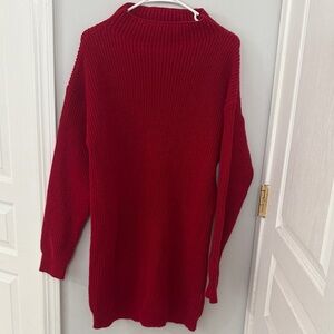 Women's Red Knitted Sweater Dress